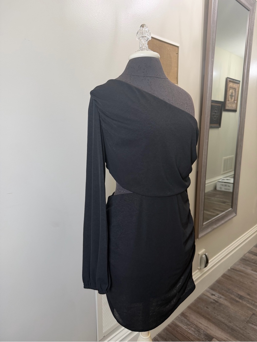 New One-Shoulder Black Women's Dress Size L